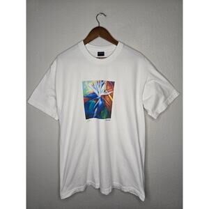Vintage Art Shirt Susan Bird Of Paradise Flower Grenada White Large Tee